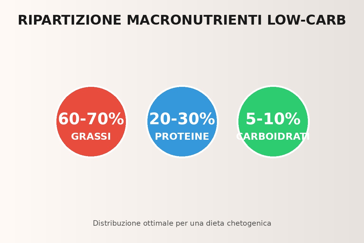 Ripartizione percentuale dei macronutrienti nella dieta low-carb