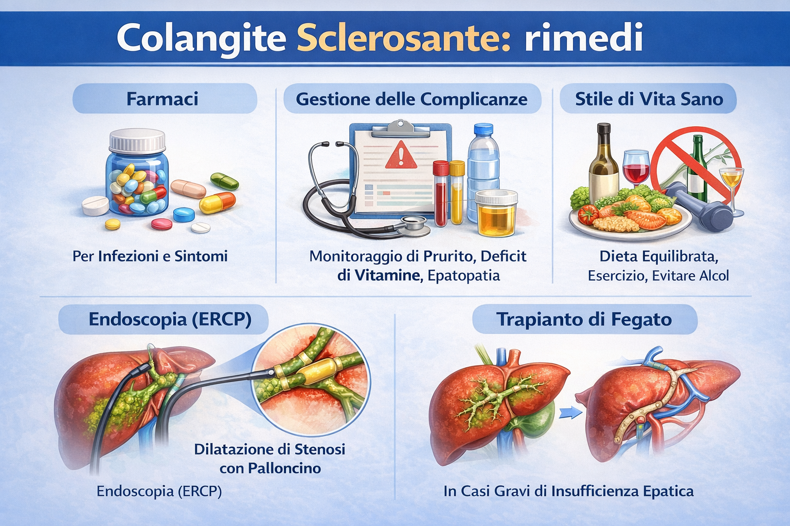 Trattamenti efficaci per la Colangite Sclerosante Primitiva: approcci farmacologici, endoscopici e nutrizionali