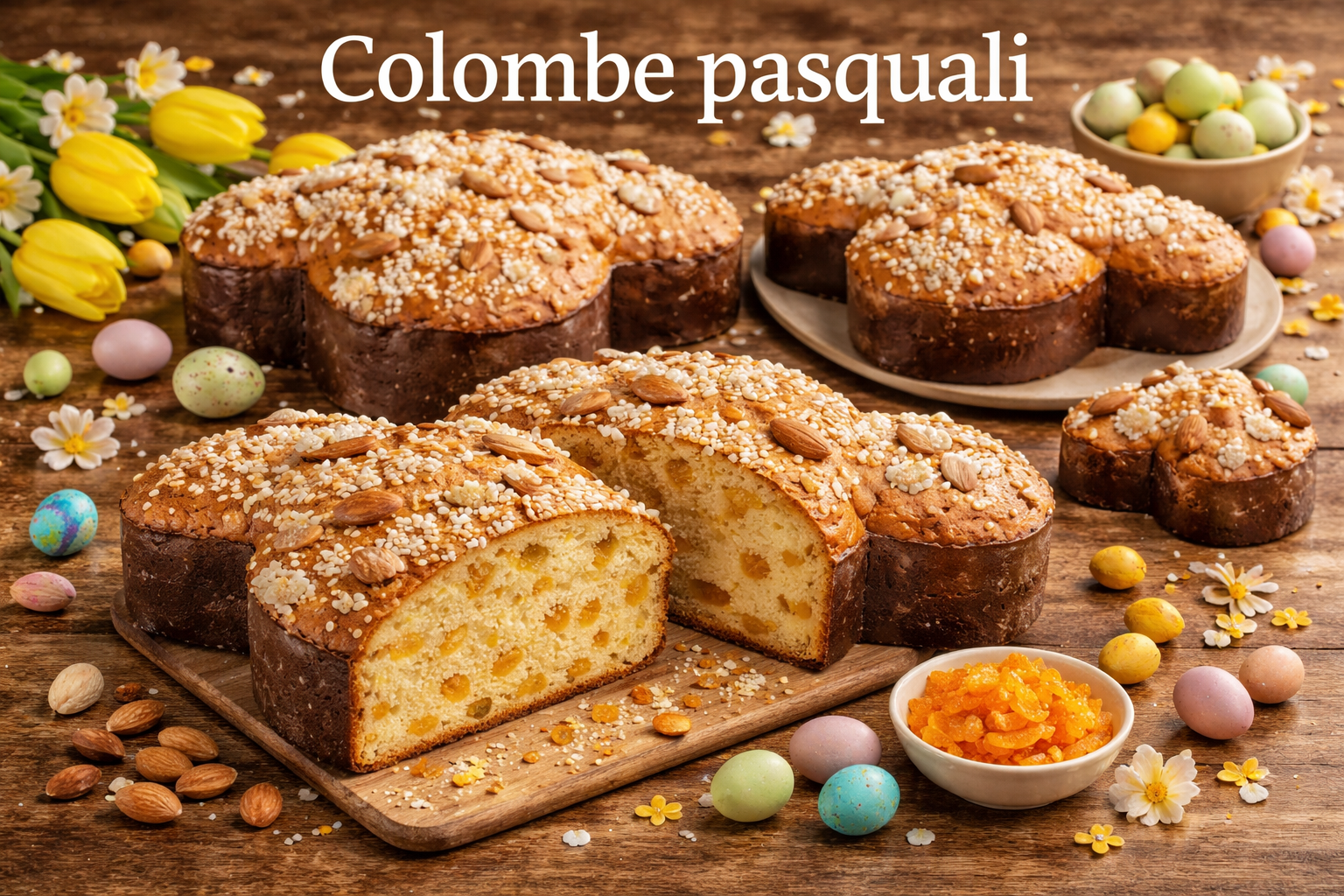 Colombe pasquali e decorazioni per la tavola di Pasqua