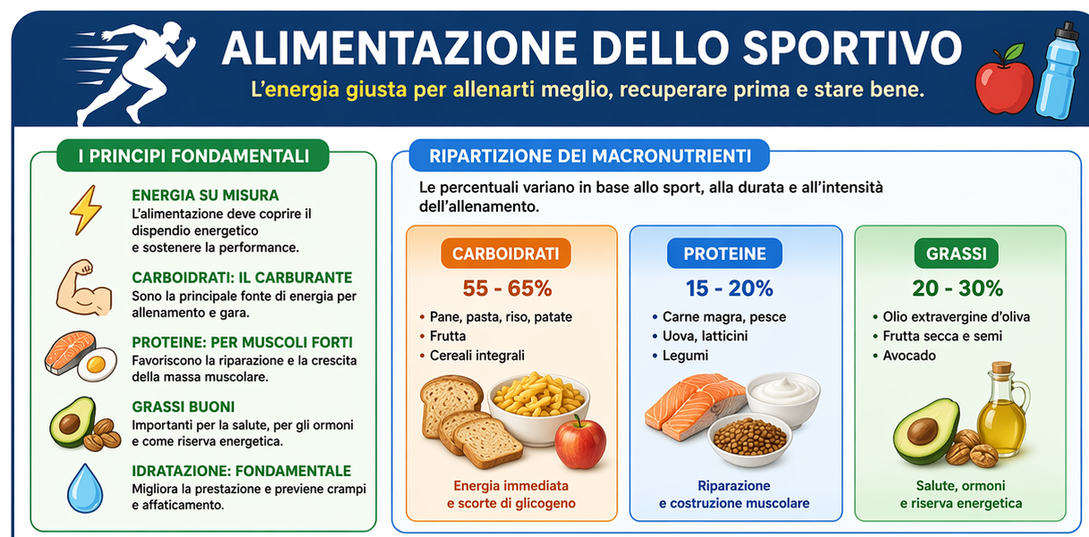 Principi di alimentazione sportiva e ripartizione dei nutrienti - Studio Dietologico de Franchis